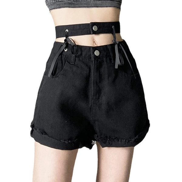 Women's Punk High-waisted Denim Shorts