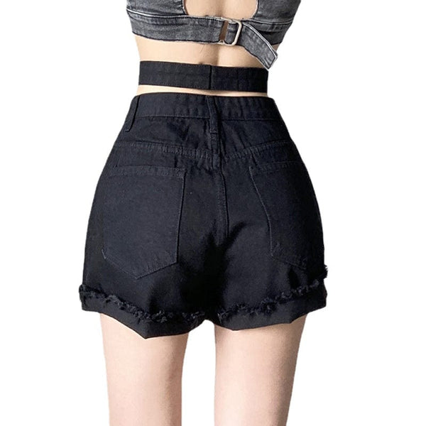 Women's Punk High-waisted Denim Shorts