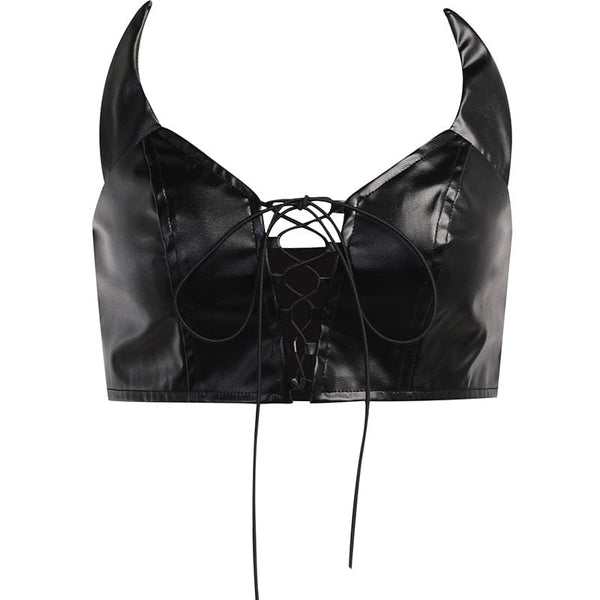 Women's Punk Little Devil Faux Leather Buistier