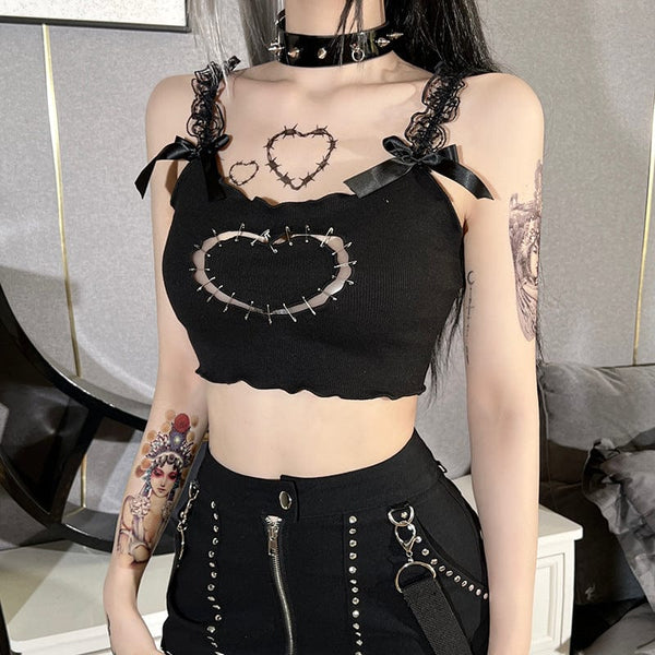 Women's Punk Love Heart Hollow Bustier