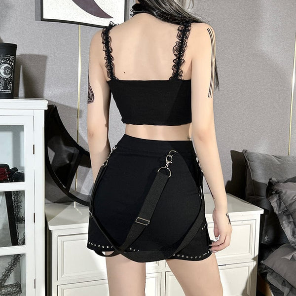 Women's Punk Love Heart Hollow Bustier