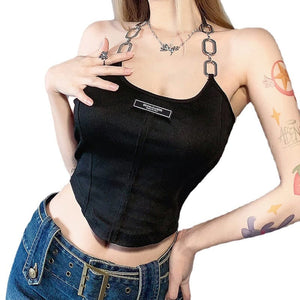 Women's Punk Metal Chain Halterneck Tank Top