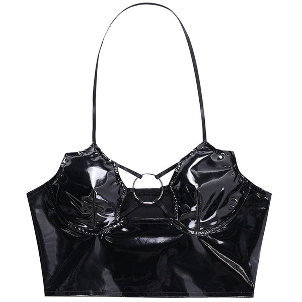 Women's Punk Patent Faux Leather Bustier