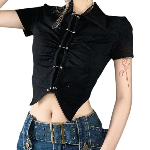 Women's Punk Ruffles Short Sleeved Shirt