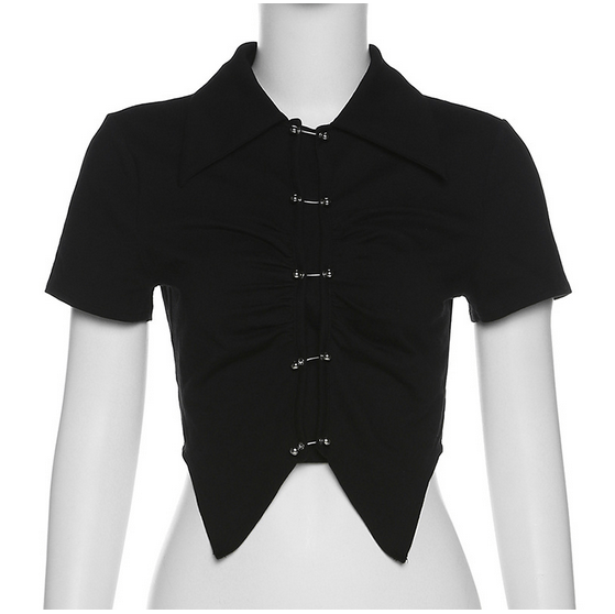 Women's Punk Ruffles Short Sleeved Shirt