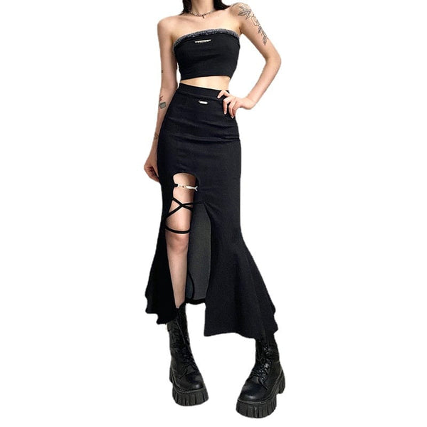 Women's Punk Side Slit Fishtail Skirt