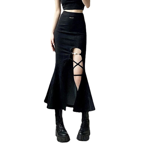 Women's Punk Side Slit Fishtail Skirt