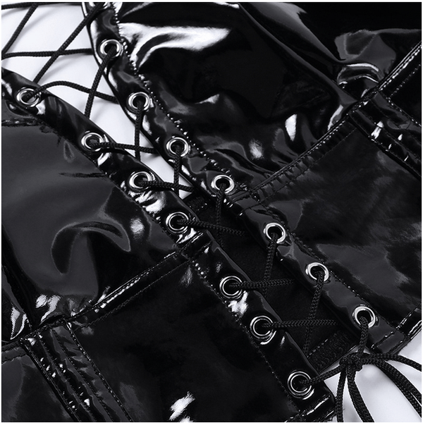 Women's Punk V-neck Lacing-up Faux Leather Bustier