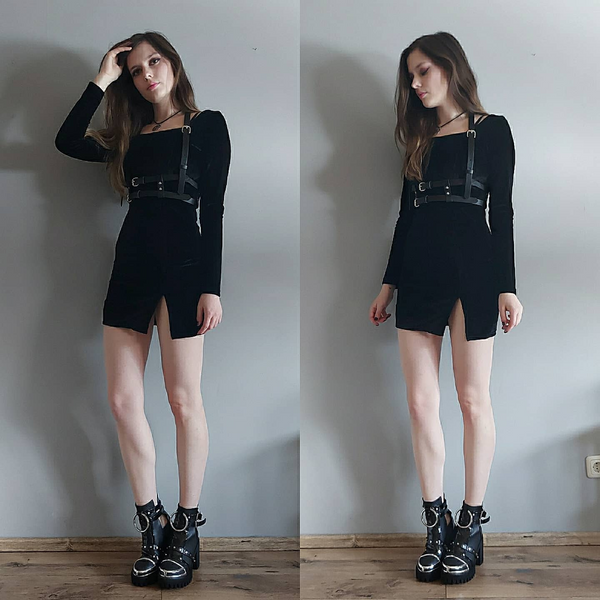 Vintage Slit Velvet Dress