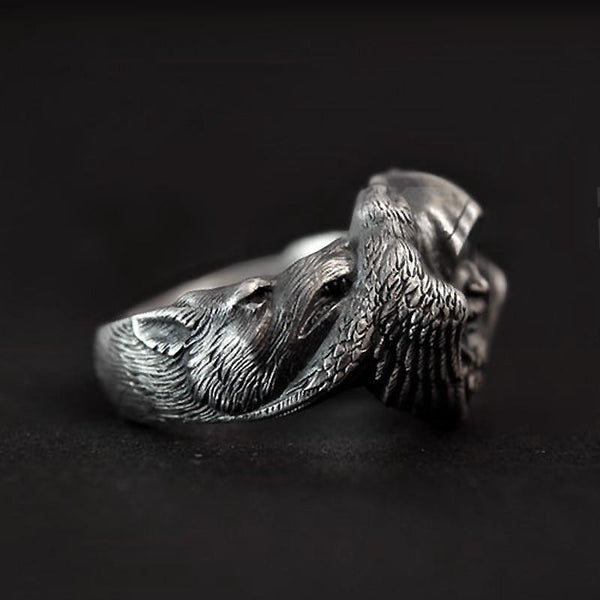 North Mythology Viking Wolf Ring / Stainless Steel Scandinavian Jewelry