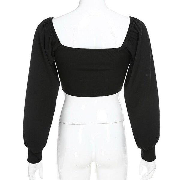 Off Shoulder Female Top in Rock Style / Long Sleeve Tops Clothing with Zipper