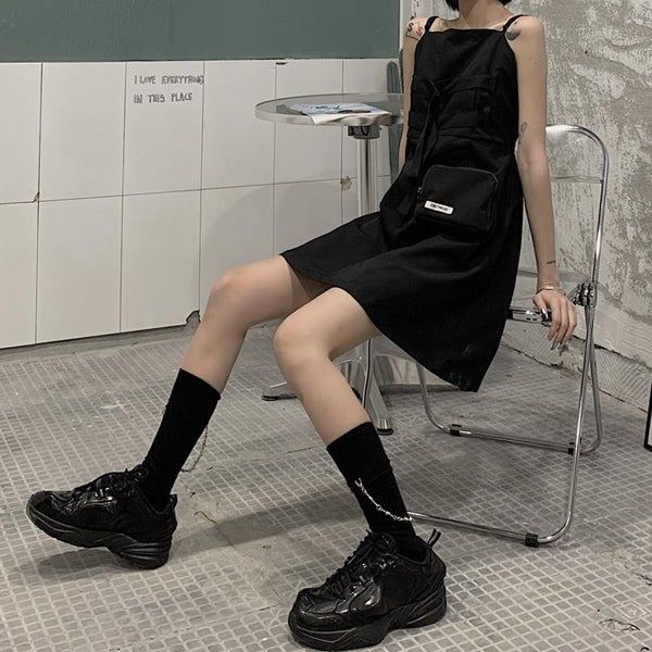 Pair Black Socks Metal Chain