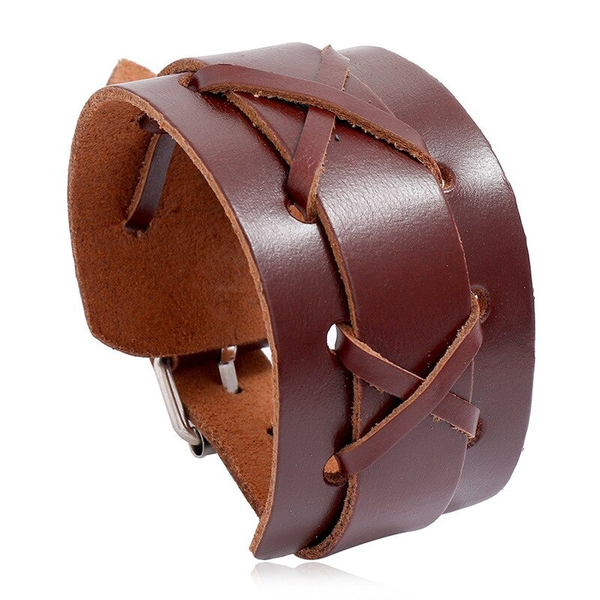 Popular Genuine Leather Bangle / Punk Rock Wide Bracelets for Men and Women