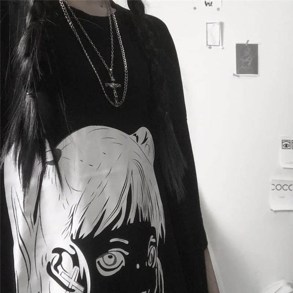 New Harajuku Style Girl Cartoon Print  T-Shirt