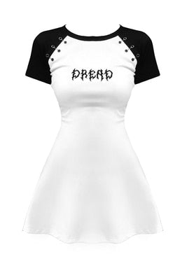 Gothic Grunge DREAD White Black Raglan Mini Dress