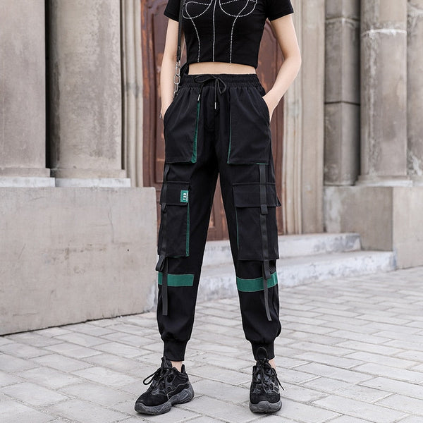 Fashion overalls thin high waist loose Casual Cargo Pants