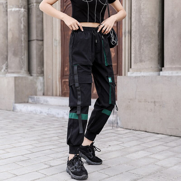 Fashion overalls thin high waist loose Casual Cargo Pants