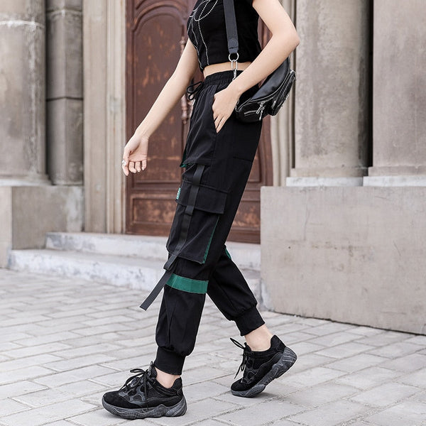 Fashion overalls thin high waist loose Casual Cargo Pants