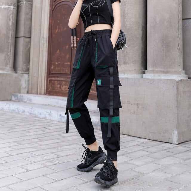 Fashion overalls thin high waist loose Casual Cargo Pants