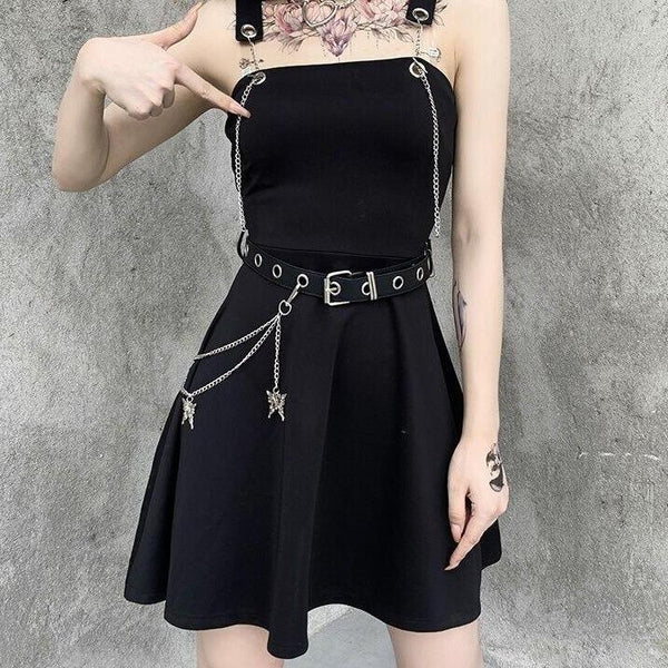 'Zone of Sanity' Black Dress with Chain