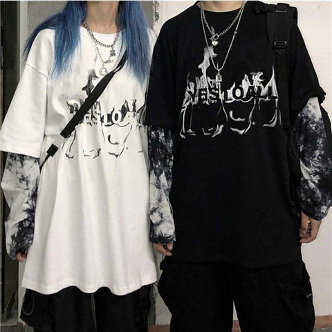 Graphic Harajuku Fake Two Pieces T-Shirt