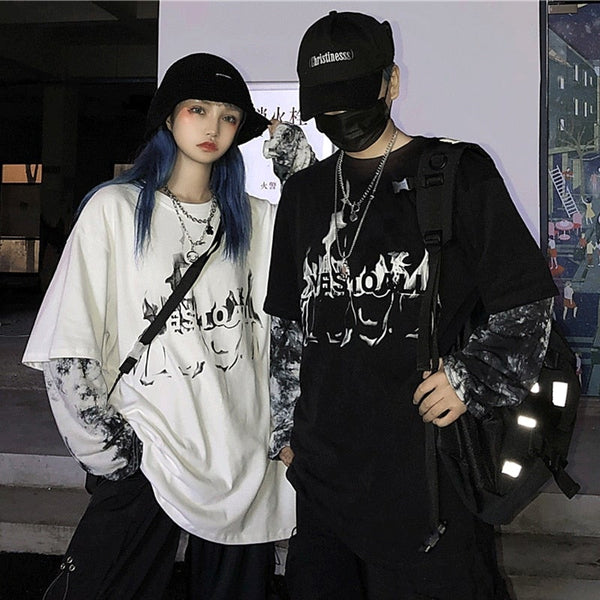 Graphic Harajuku Fake Two Pieces T-Shirt