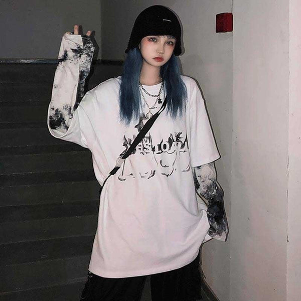 Graphic Harajuku Fake Two Pieces T-Shirt