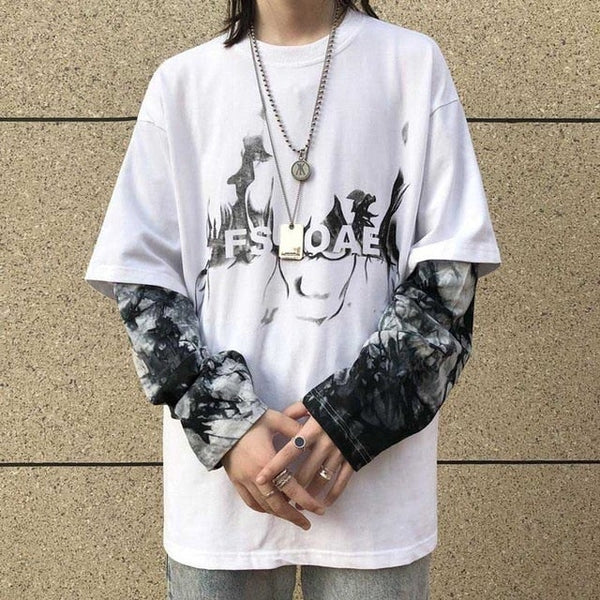 Graphic Harajuku Fake Two Pieces T-Shirt