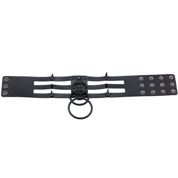 'Tortured' Black spike ring choker (14 Colours)