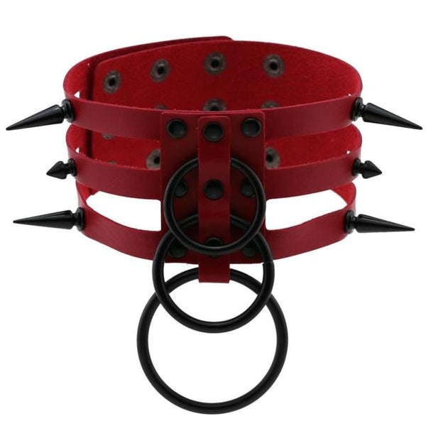 'Tortured' Black spike ring choker (14 Colours)