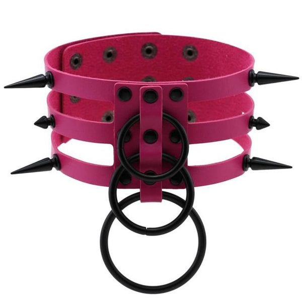 'Tortured' Black spike ring choker (14 Colours)