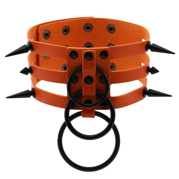 'Tortured' Black spike ring choker (14 Colours)