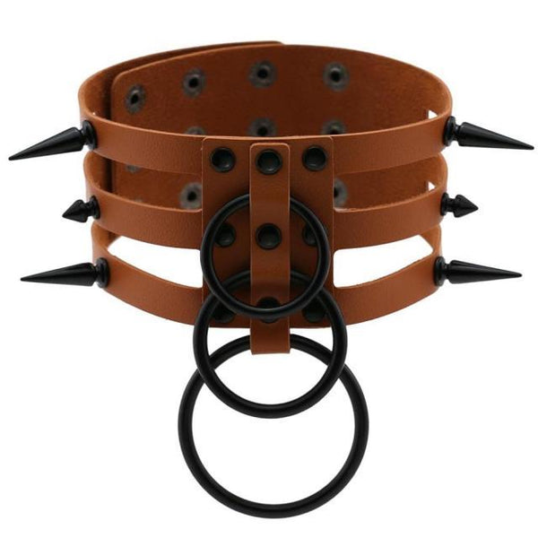 'Tortured' Black spike ring choker (14 Colours)