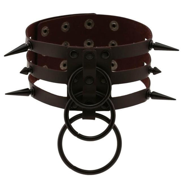 'Tortured' Black spike ring choker (14 Colours)