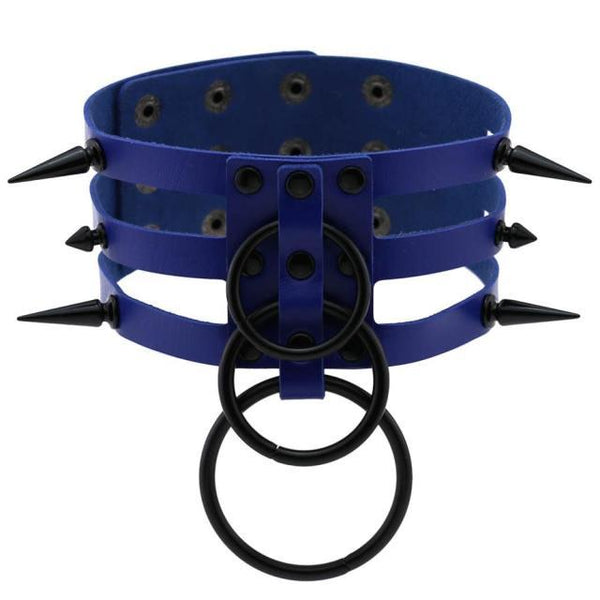 'Tortured' Black spike ring choker (14 Colours)