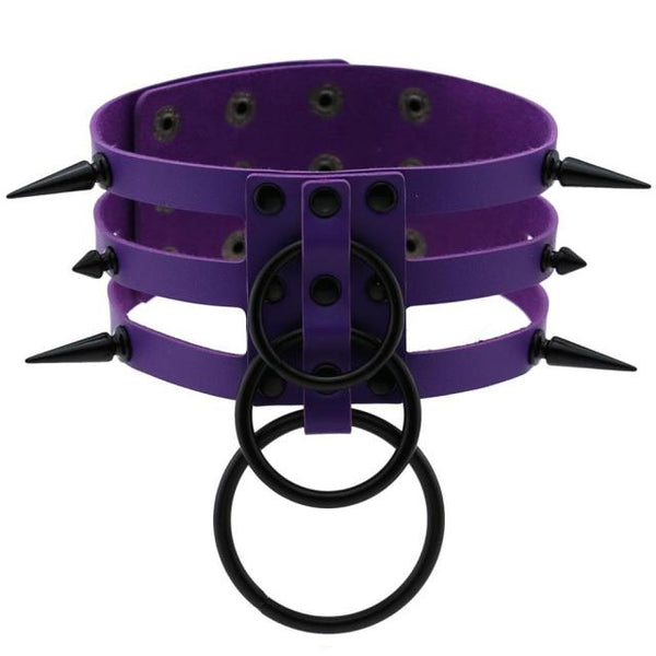 'Tortured' Black spike ring choker (14 Colours)