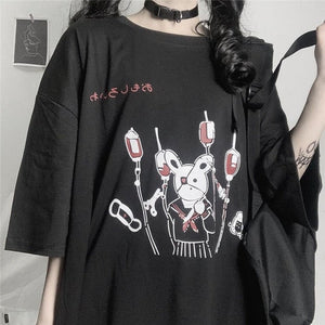 Punk Rabbit Street Harajuku cartoon Print T-shirt