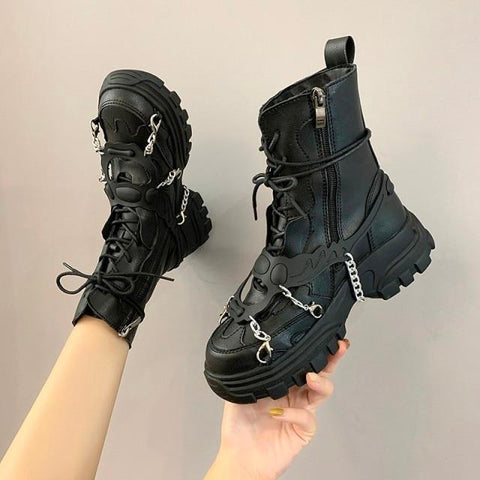 'Crushing' PU Leather Ankle Boots