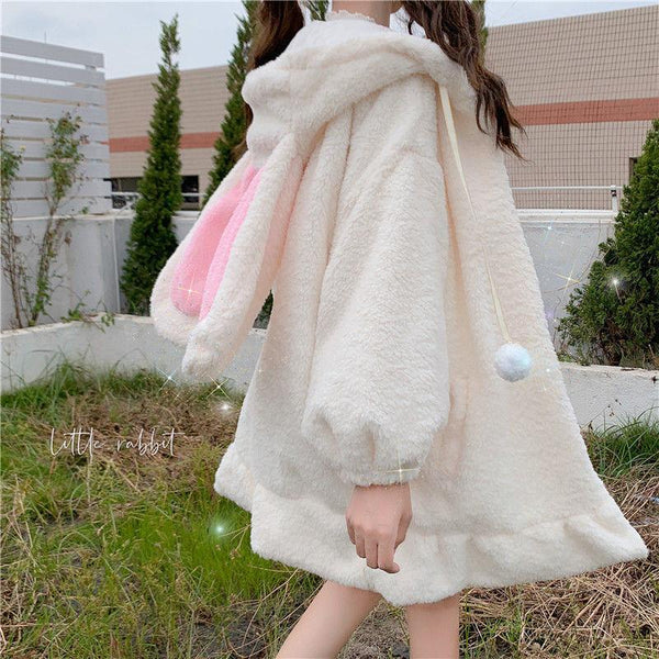 Kawaii Bunny Fluffy Oversized Zip-Up Hooded Jacket