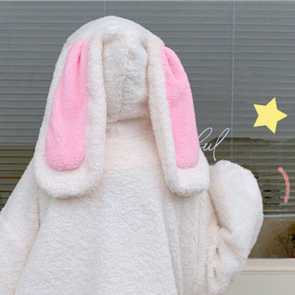 Kawaii Bunny Fluffy Oversized Zip-Up Hooded Jacket