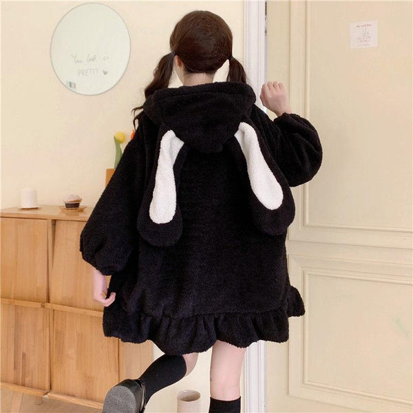 Kawaii Bunny Fluffy Oversized Zip-Up Hooded Jacket