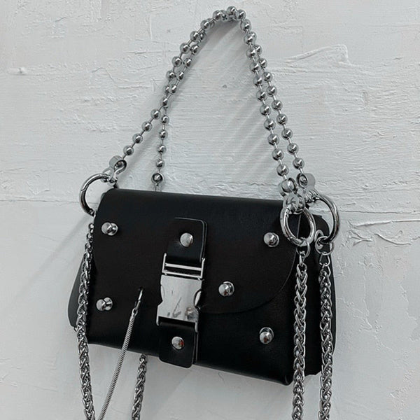 Gothic Punk Harajuku Buckle Rivets Chains Shoulder Bag