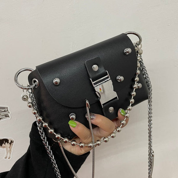 Gothic Punk Harajuku Buckle Rivets Chains Shoulder Bag