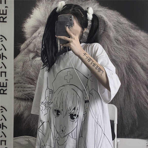 Harajuku Anime Girl Print Aesthetic T-Shirt