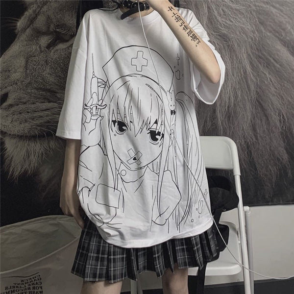 Harajuku Anime Girl Print Aesthetic T-Shirt