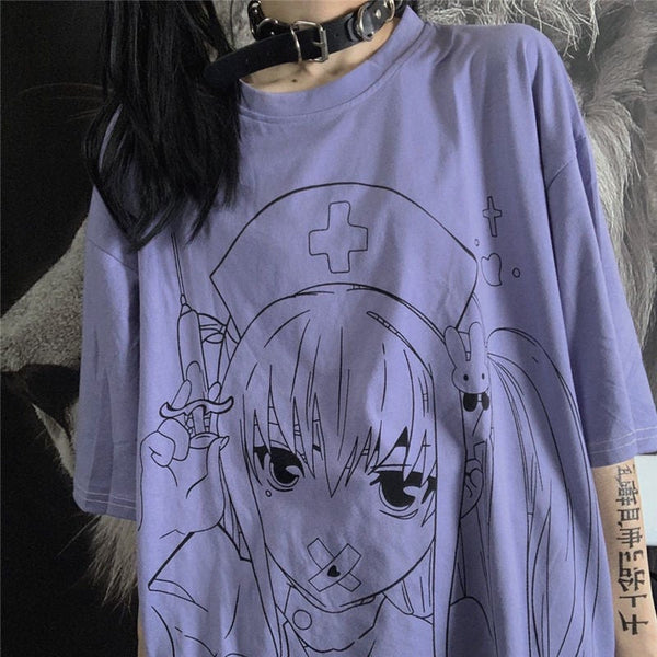 Harajuku Anime Girl Print Aesthetic T-Shirt