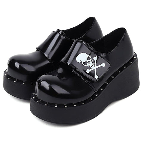 Gothic Skull Bones Platform Pumps Shoes