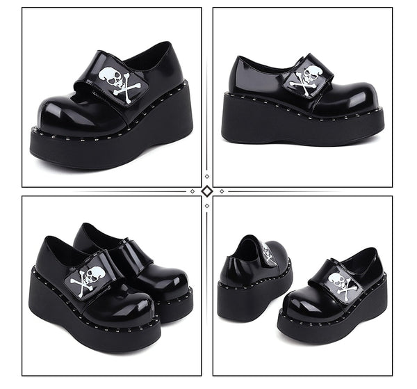 Gothic Skull Bones Platform Pumps Shoes