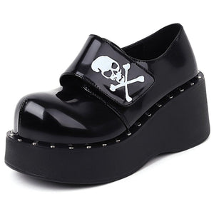 Gothic Skull Bones Platform Pumps Shoes