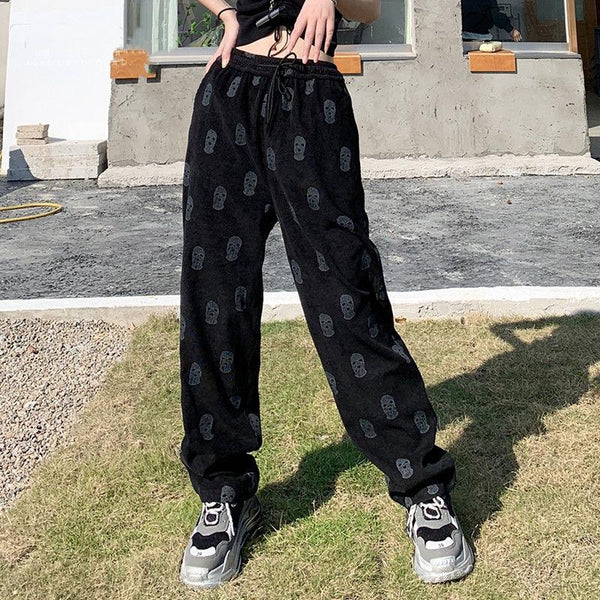 'Cradle of Fear' Casual Loose Skull Pants